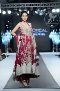 Reddish Pink Heavy Embellished Anarkali Frock Churidar