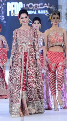 Bright Red Gown Embellished with Silver Embroidery for Brides with Capri Pants 2016