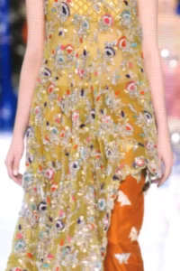 Yellow Embroidered Shirt - Rusty Orange Capri Pants