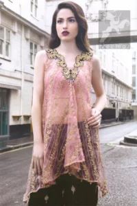 Latest Party Wear Pink Shirt & Embroidered Sharara - Image 4