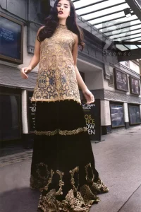 Light Golden Heavy Shirt - Black Velvet Sharara