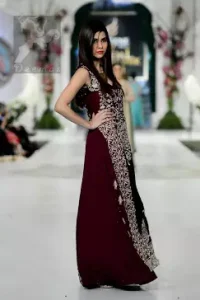 Latest Purple Double Layer Party Wear Gown