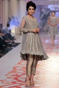 Latest Designer Wear Silver Golden Dress 2016