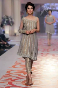 Designer Wear Silver Golden Dress