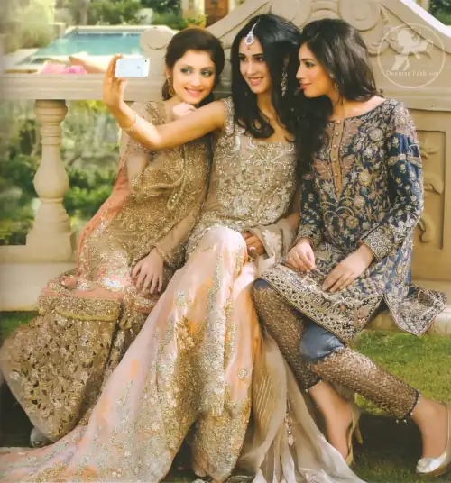 Pale Peach Fully Embroidered Shirt - Back Trail Lehenga - Embroidered Dupatta