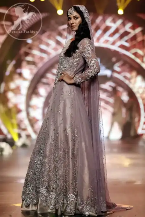 Designer Wear Maxi 2017 - Mauve Bridal Frock - Embroidered Dupatta