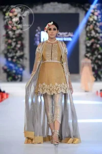 Formal Dress 2017 - Golden Silver Short Frock - Capri Pants