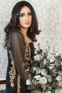 Black Party Wear Gown - Embroidered Cigarette Pants