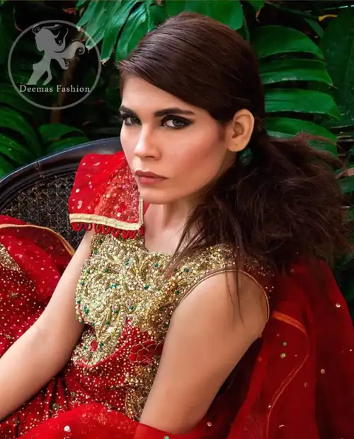 Bright Red Formal Shirt - Embroidered Capri Pants