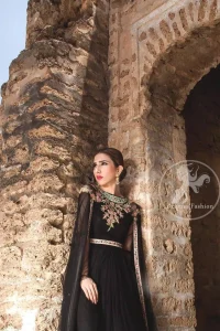 Black Party Wear Maxi - Embroidered Gown