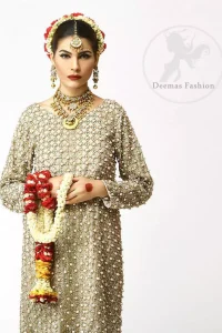 Ivory Embroidered Short Shirt - Churidar Pajama