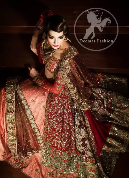 The gown has been adorned with embellishments accent all over. The gown contains an embellished border on the hemline. Pure