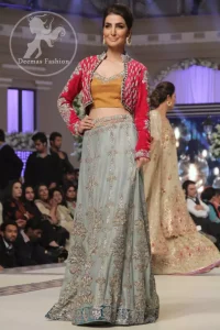 Bridal Lehenga Choli - Golden Yellow Choli - Grey Embroidered Lehenga