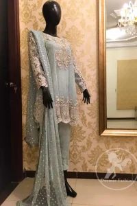 Formal Collection 2017 - Light Gray Short Frock - Cigarette Pants