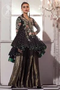 Black Back Trail Peplum Cocoa Brown Pleated Sharara