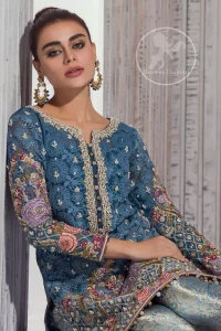 Nile Blue Shirt Shuttle Gray Cigarette Pants