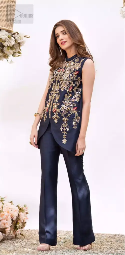 This outfit is timeless beauty. Boost your confidence and style in this glamorous attire accentuated with finest zardozi and thread