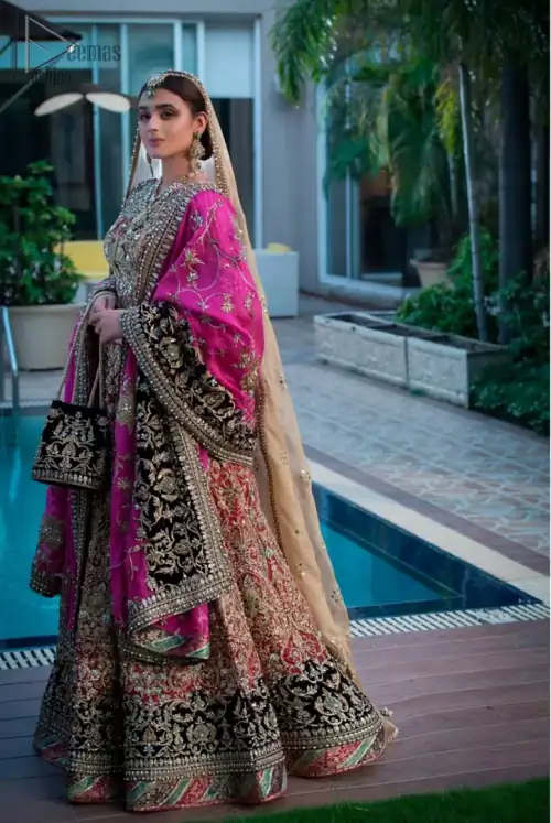 Complete your big day with the perfect dress in our selection of stunning wedding dresses. This regal lehenga blouse is