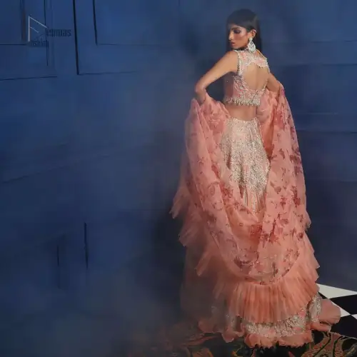 Crafted with love. This outfit is classically designed to make your memorable day beautiful as it should be. The peachy