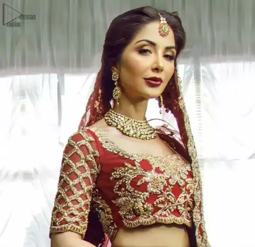 Red Back Train Lehenga Blouse – Dupatta