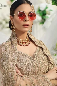 Fawn Front Open Gown Lehenga – Dupatta