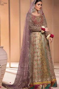 Copper Rust Bodice Multiple Panel Frock - Light Purple Dupatta