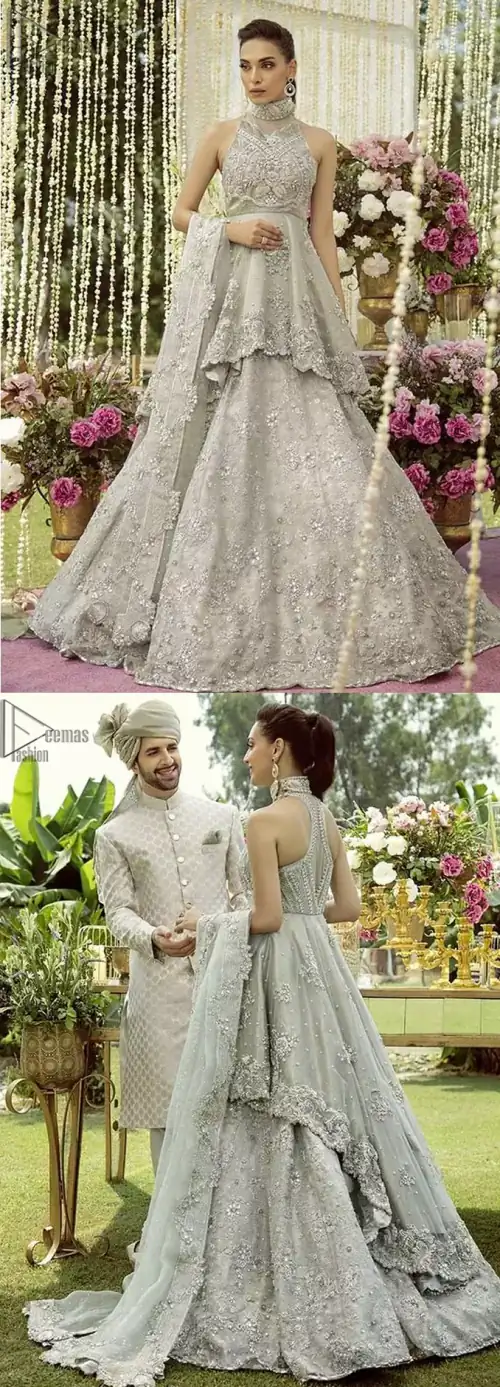 Drape yourself to perfection for the classiest affair in this flattering pastel green ensemble festooned with intricate zardozi hand embroidery