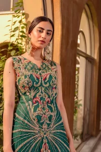 Bottle Green Front Open Shirt – Orange Sharara