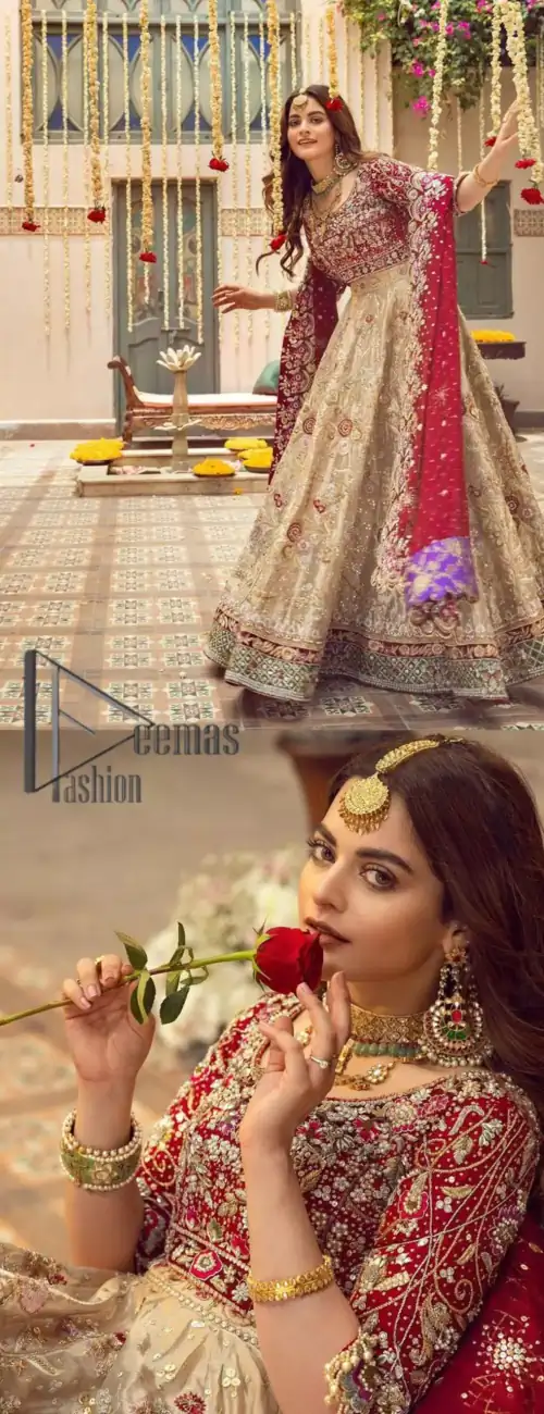 It's distinctive how the new-gen brides are welcoming red and beige shades for their bridal outfits as well. So Welcome
