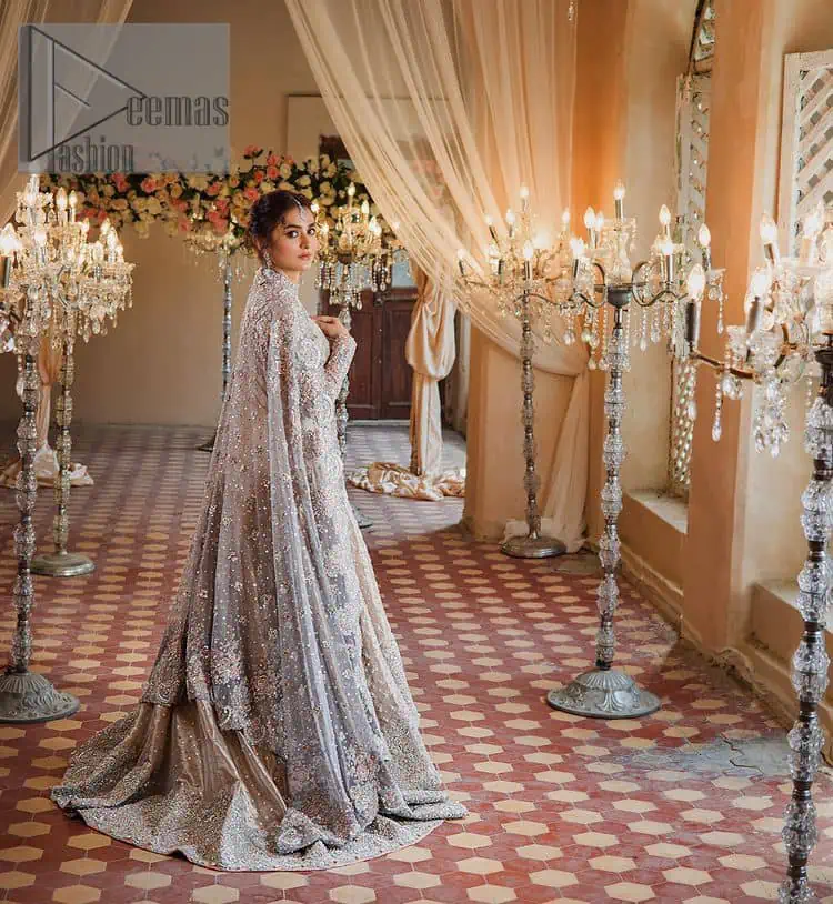 Amplify your style on your Walima day in this stunning light color. DeemasFashion presents the super handsome rose gold outfit