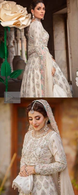 Ivory is effortlessly snappy and fun with the essence of pop. Introducing the Walima outfit for the happiest bride. Starting the outfit with an astonishing blouse having golden embroidery which includes kora, dabka, tilla and Kundan to make this outfit a unique piece of fun. Further, it is enhanced with boat shape neckline with intimate full sleeves. It is beautifully organized with a can-can lehenga in the same colour to embrace the magic of love. The floral embroidery on the lehenga gives a super aesthetic feeling to the outfit. Finish this look with the handsome dupatta in the same hue having a four-sided embellished border and sequins sprayed all over to show the essence of pop.