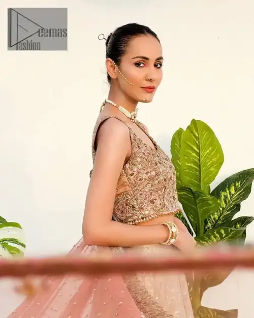 The perfect outfit for walima to enhance your glow. Starting this article with a dream rust blouse having a strap