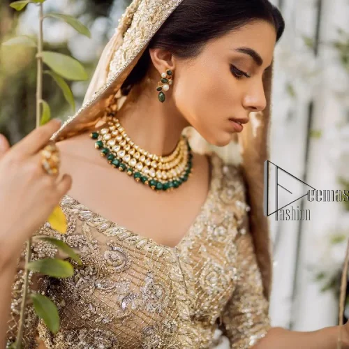 If you are getting married, you need a quality outfit. So, DeemasFashion presents this nikah outfit for you in fawn