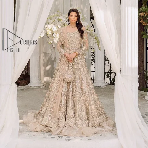 Begin your new life by wearing a dreamy nikah outfit of deemasFashion. Introduce this nikkah outfit with a light fawn