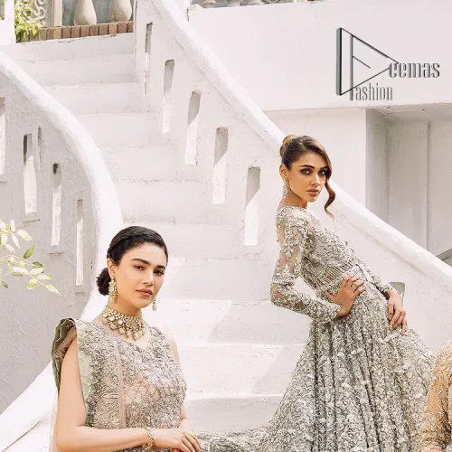 It was love at first swipe! Presenting this olive green back train maxi which is laboriously hand-rendered with silver and