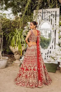Every wedding comes with a bundle of emotion and love for the outfits. So, for this way DeemasFashion introduces this red reception wear which begins with a halter neck blouse which is exquisitely embellished with light golden embroidery which includes tilla, dabka, kora and zardozi. Further, the lehenga of this reception outfit is also adorned with heavy embroidery to boost your big day with love and emotions. Complete this reception wear with a dupatta in the same colour which is adorned with four-sided embellished borders and sequins sprayed all over.
