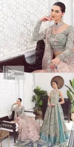 Be a fashion diva in this true modern classic Nikah outfit! The pale blue pleated maxi is handsomely adorned with multiple colour embroidery which is further enhanced with tilla, dabka, kora, Kundan and zardozi. The boat shape neckline makes a unique sense of the masterpiece when comes with sleeveless style. It is attractively organized with a dupatta in the same colour which is adorned with a four-sided border and enhanced with sequins sprayed all over to give you a modest look on your day.