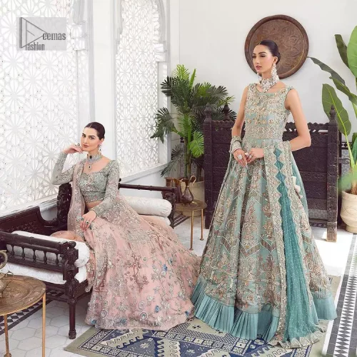 When you asked for it, we heard it. This sea green hued blouse has multiple colour embroidered details of tilla,dabka,