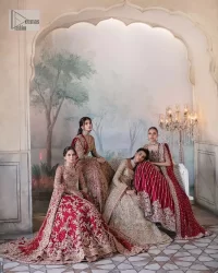 This intricate floral pattern is mirrored on a dreamy canvas to elevate your looks! The blouse in a bright red shade is a traditional attire to pair with a lehenga. The blouse is fully emblazoned with tilla, dabka, kora Kundan and crystals. Intricate designs and fine details of light golden embroidery give a perfect finishing look to the blouse. The boat shape neckline gives a stunning touch to the blouse. Further, Hand-crafted embellishments on full sleeves also add beauty to the outfit. It is systemized with can-can lehenga which is fully adorned with embroidery to fulfil the dreamy look. Finish this reception wear with a dupatta framed with four-sided embellished borders and sequins sprayed all over.