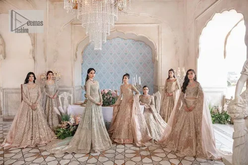 Unique embroidery designs to add some sparkle to your style on your Nikah! Light blue angrakha maxi with delicate multiple