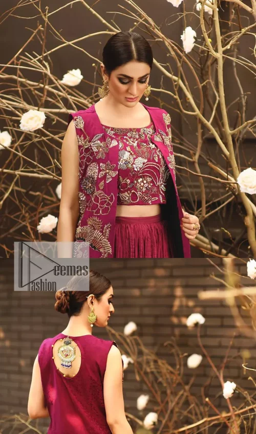 Sumptuously burgundy! This alluring outfit is surely any girl’s dream. DeemasFashion presents the three-piece outfit to make your event super