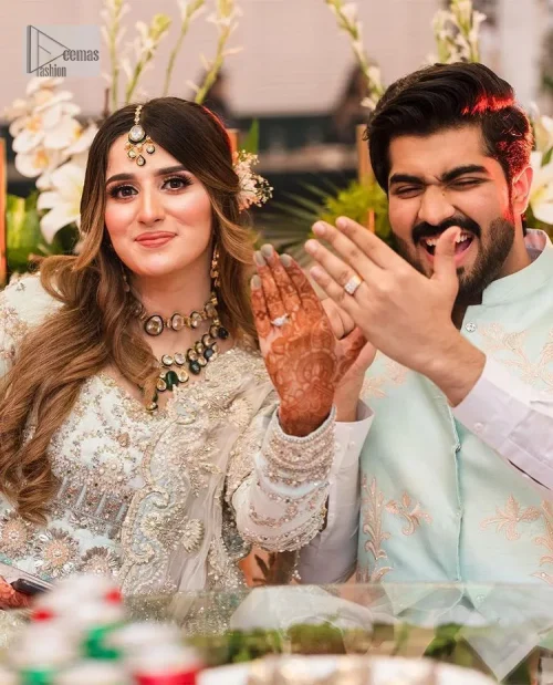 Brighten up your big day with this beautiful ensemble - Perfectly suited to the trend! DeemasFashion presents this nikah wear