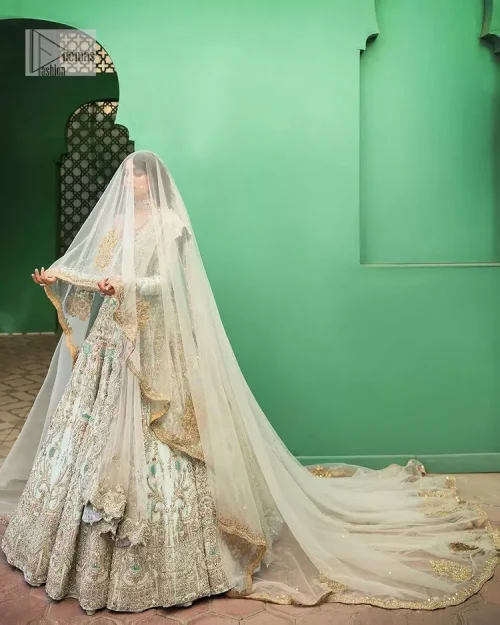 Brighten up your big day with this beautiful ensemble - Perfectly suited to the trend! DeemasFashion presents this nikah wear