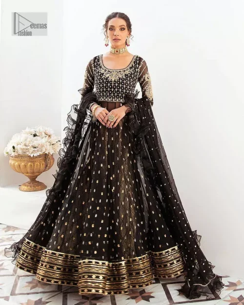 Let your outfit speak for the style tale itself! The frock, lehenga and dupatta combination is a breathtaking attire that