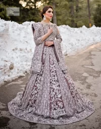 Elevate your elegance with our exquisite dark plum pink Walima outfit, meticulously crafted for your special day.