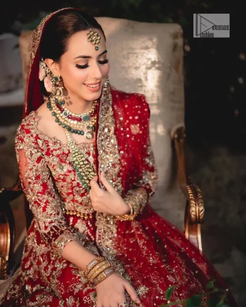 Classic deep red canvas with a bold twist of the pattern! Bridal choli in the deep red shade is a