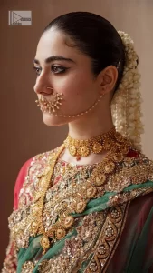 Colours, like features, follow the changes in the event. A magical ethereal multiple-colour maxi is delicately embellished with a shimmering gold sequin, pearls, kora, dabka, Kundan, Zardozi and sparkling stones. The following maxi has exquisitely embroidered panels that come together to create a spectacular heritage with a fully composed bodice. The following colourful maxi has a round neckline to make this outfit amazing. It is paired up with a lehenga having an embellished border completing the stunning look. Finish this article with a green dupatta framed with four-sided borders and floral motifs all over to fulfil an elegant dream.