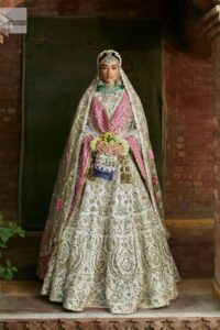 Elevate your Walima celebration with our exceptional pearl white Nikah outfit.