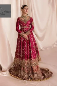Shocking Pink Frock – Multiple Colour Lehenga. Be a dreamy vision in this reception wear.