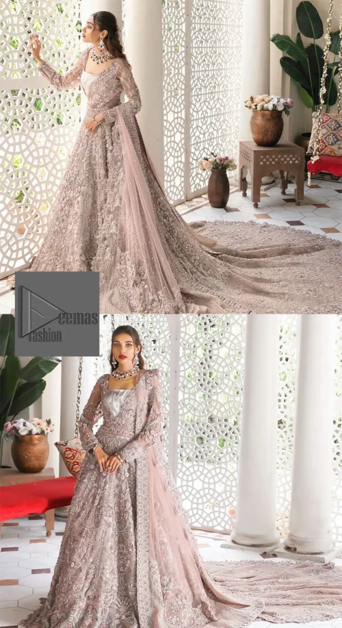 Deemas Fashion tea pink dress is an assortment of celebrations and rituals where luxury plays a significant role. This fully embellished